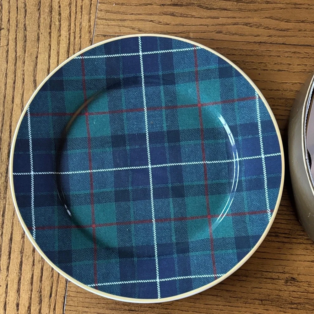 Williams Sonoma Red and Black Tartan Plates